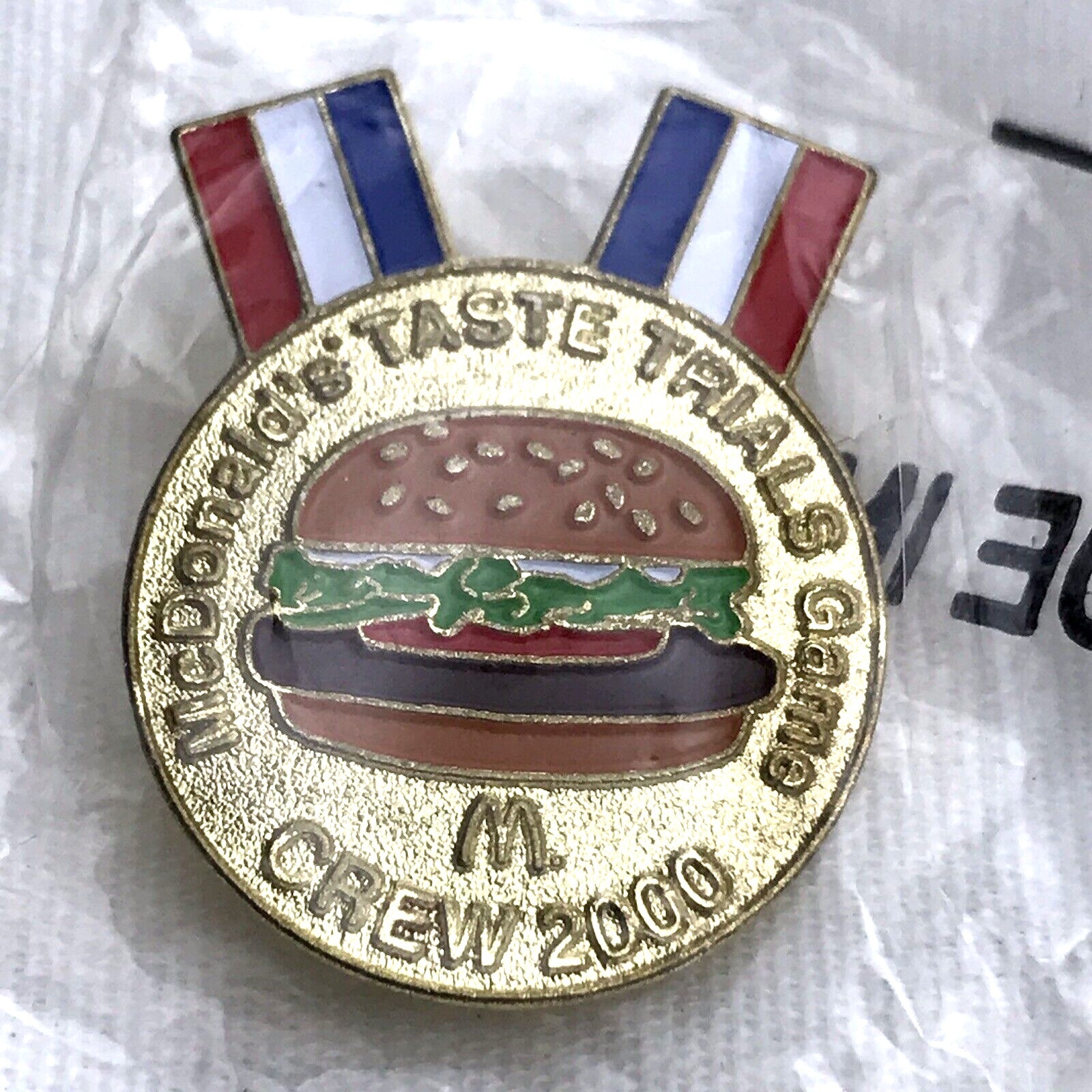 Mcdonalds Collectible Lapel Pin Gold Vintage Taste Trials 2000 Fast Food New